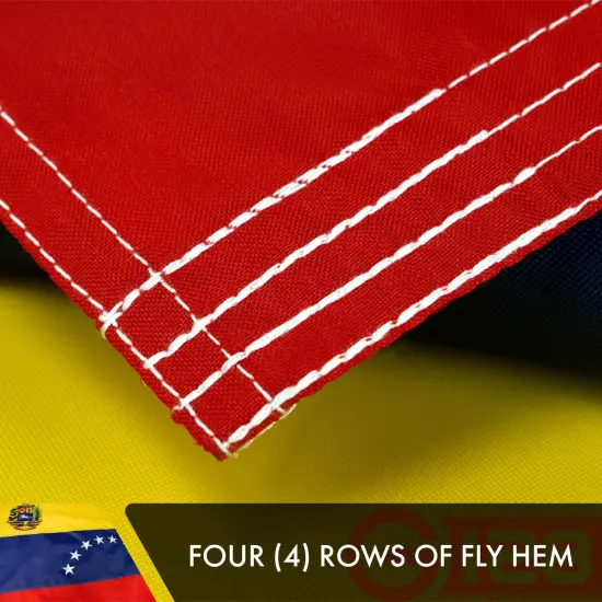 G128 Venezuela (Venezuelan) Flag | 3x5 feet | Double Sided Embroidered 210D Indoor/Outdoor, Brass Grommets, Heavy Duty Polyester {5}