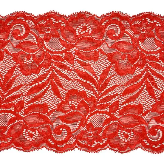 10 Yards of Brea 5 1/2" Stretch Raschel Lace Trim | 10 yard cut Red {1}