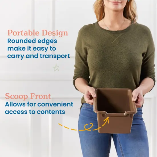 Scoop Front Storage Bins, Multipurpose Organization, 10-Pack Chocolate {4}