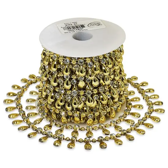 10 yards of Nina 3/4" Teardrop Rhinestone Trim | 10 yard cut White {3}