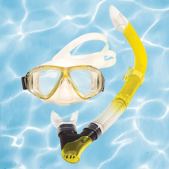 Pool Central 16.75" Yellow and Black Scuba Mask and Snorkel Dive Set {3}