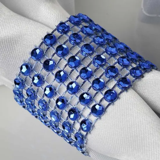 20-Pieces Diamond Rhinestone Mesh Napkin Rings Royal blue {5}