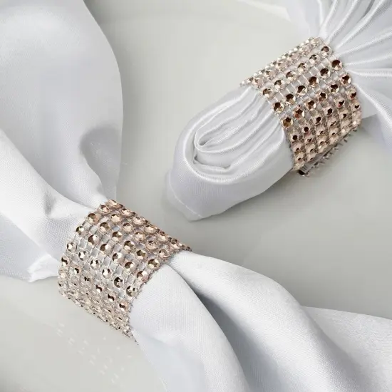20-Pieces Diamond Rhinestone Mesh Napkin Rings Champagne {1}