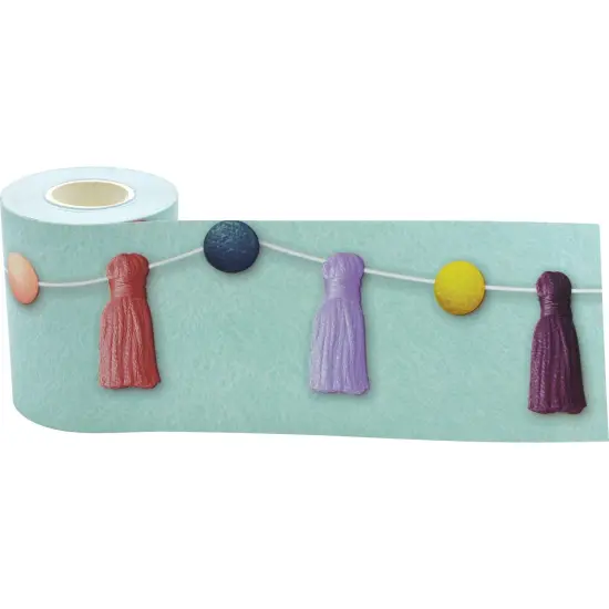 Oh Happy Day Pom-Poms and Tassels Straight Rolled Border Trim, 50 Feet Per Roll, Pack of 3 {2}