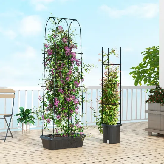 2 Pack Garden Planters With Trellis Cucumber Trellis Tomato Cage-Black {2}