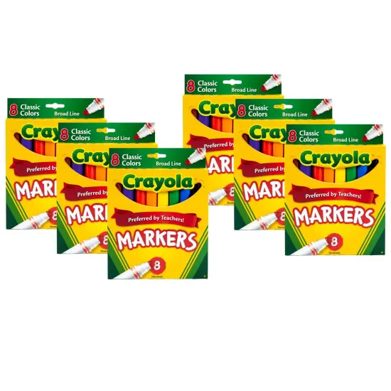 Broad Line Markers, Classic Colors, 8 Per Box, 6 Boxes {1}