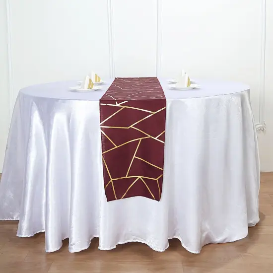 Geometric Polyester Table Runner Burgundy {4}