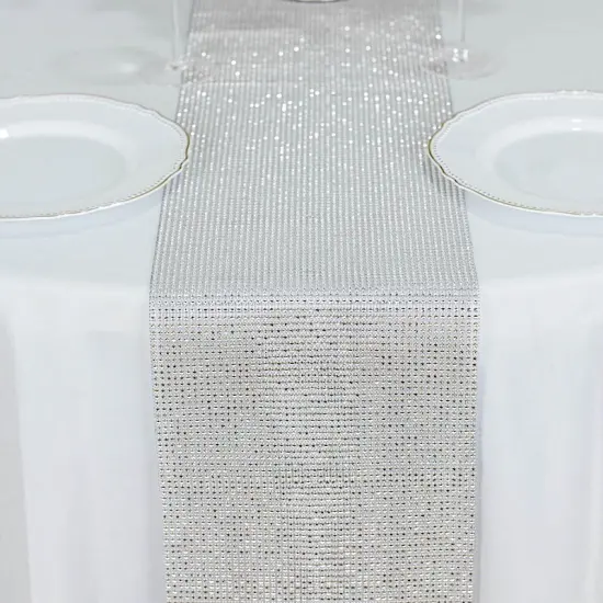 Crystal Rhinestone Table Runner Silver {3}