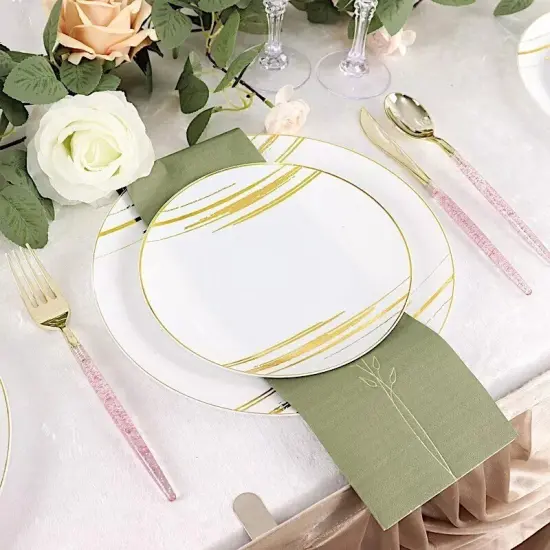 24 BLUSH 8.5" Plastic Cutlery with Gold Glittered Handle {4}