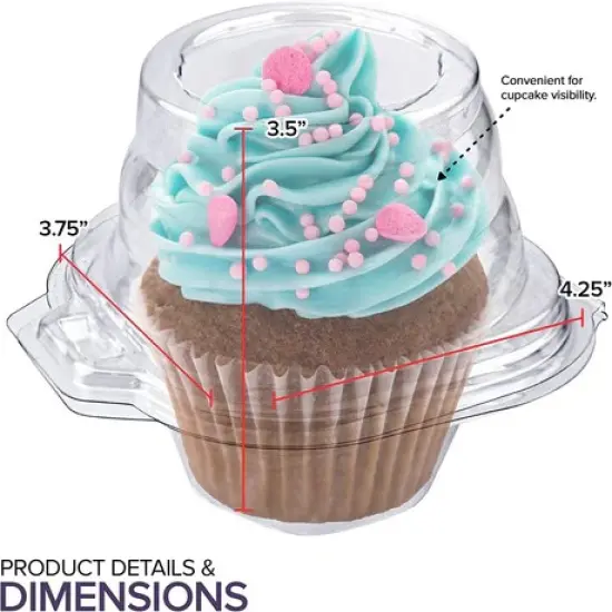 Individual Single One Plastic Cupcake Containers Holder Carrier, Holds 1 cupcake - BPA Free Clear Plastic {2}