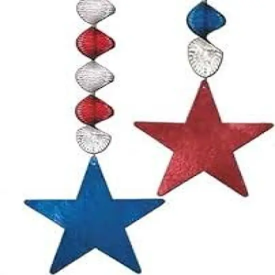 34 1/2" Patriotic Stars Hanging Swirls - 12 Pc. {2}