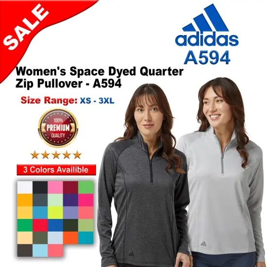 Adidas&reg; Women's Space Dyed Quarter-Zip Pullover Black melange {2}