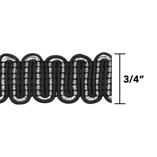 20 yards of Luna Metallic Braid Trim | 20 yard cut Black/Silver {3}