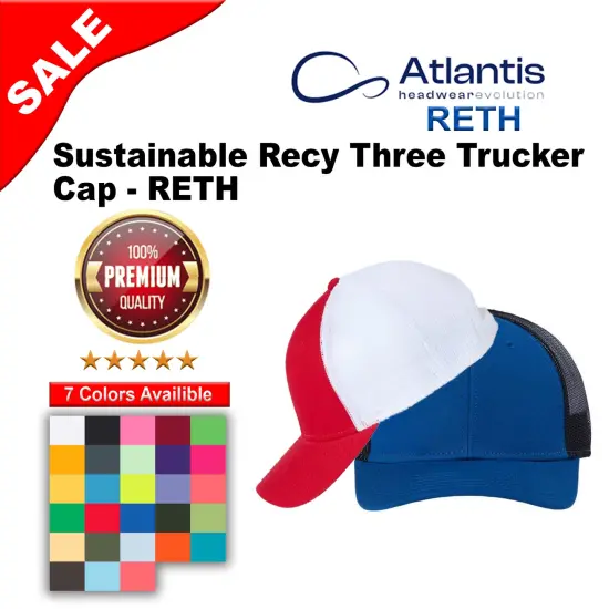 Atlantis Headwear&reg; Sustainable Recy Three Trucker Cap Black/ black {2}