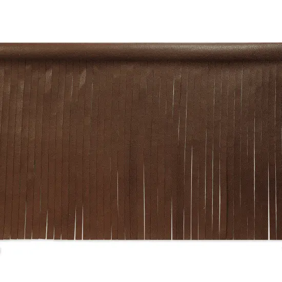 10 Yards of 6" Matte Finish Vegan Leather Fringe Trim | 10 yard cut Brown {1}