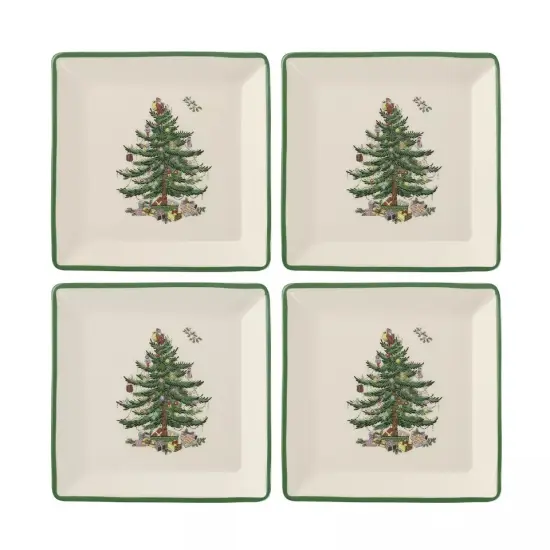 Spode Christmas Tree Collection Tidbit Square Plates, Set of 4 5 Inch {1}