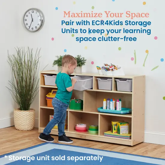 Scoop Front Storage Bins, Multipurpose Organization, 5-Pack Light Grey {5}