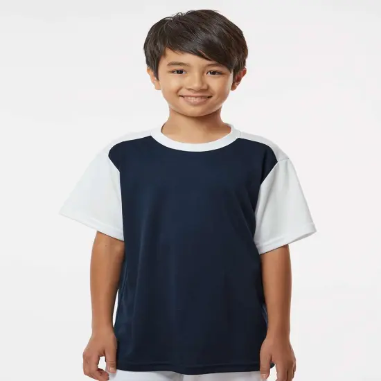 Alleson Athletic&reg; Youth Crewneck Baseball Jersey Navy/ white {5}