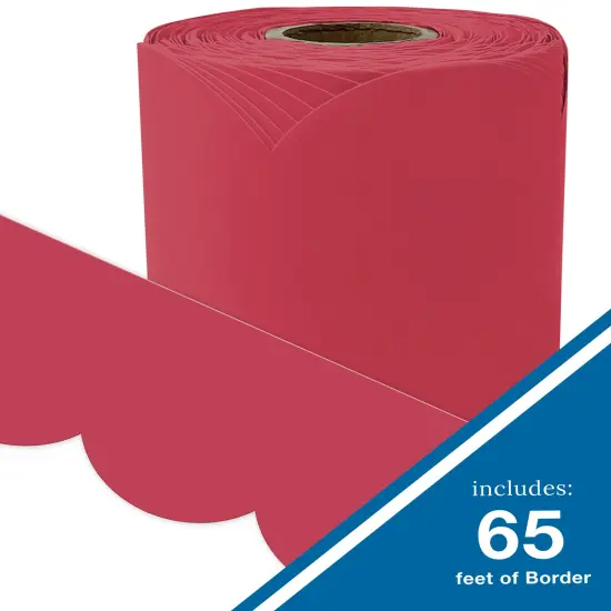Carson Dellosa 65Ft of Berry Red Bulletin Board Borders, 1 Roll of Scalloped Trim for Rolling Whiteboard, Cork and Posterboard, Party, Christmas Decorations, and Classroom Decor {2}