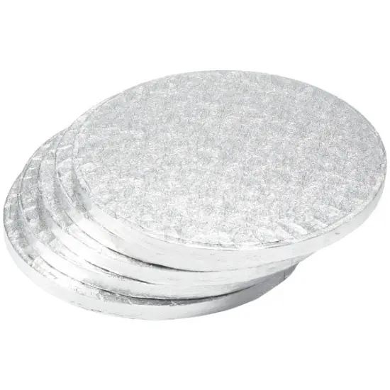 8" Round Silver Foil Cake Board 5ct {2}