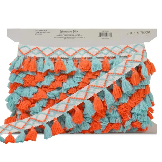 10 Yards of Stitched Trim Geo Diamond Tassel Trim | 10 yard cut {1}