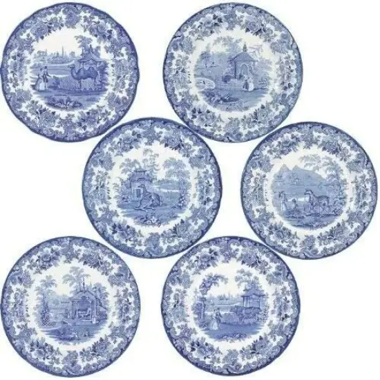 Spode Blue Room Set of 6 Zoological Plates, Assorted Motifs {3}