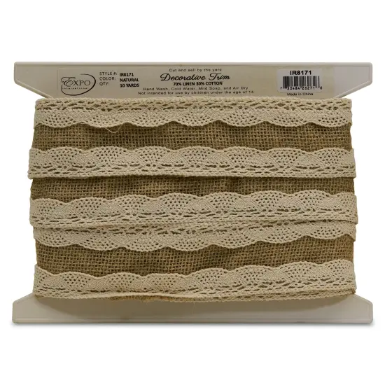 10 Yards of Aubrie Jute Lace Trim | 10 yard cut {2}