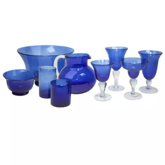 Artland Iris Footed Ice Tea Glasses, Set of 4 - Cobalt Blue {2}