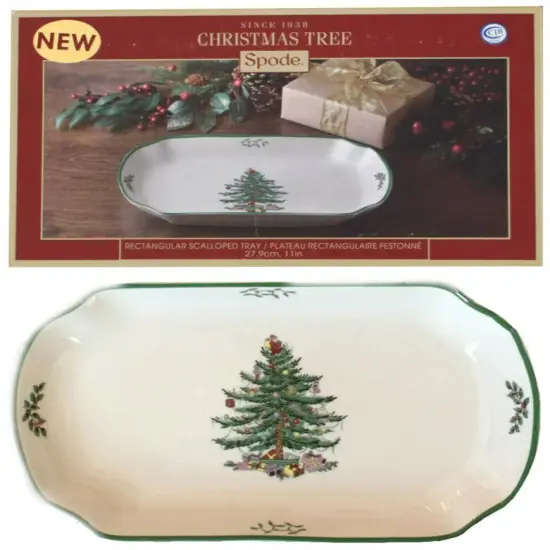 Spode Christmas Tree 11 Inches Large Rectangular Scalloped Tray {2}