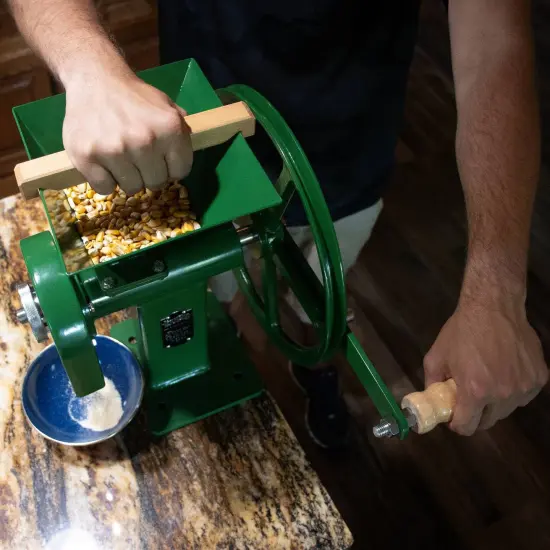 Lehman's Manual Power Grain Mill, Grinds Any Dry Grain to Pastry Flour, Big 6 Cup Capacity, 14 inches High with 12 inch Flywheel {7}