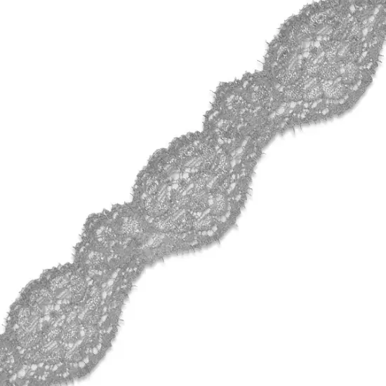 10 yards of Tifa 1 3/16"Scalloped Stretch Raschel Lace Trim | 10 yard cut Gray {1}