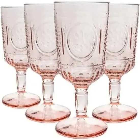 Bormioli Rocco Romantic Stemware Drinking Glass 4 Set 10.75 oz Cotton Candy Pink {6}