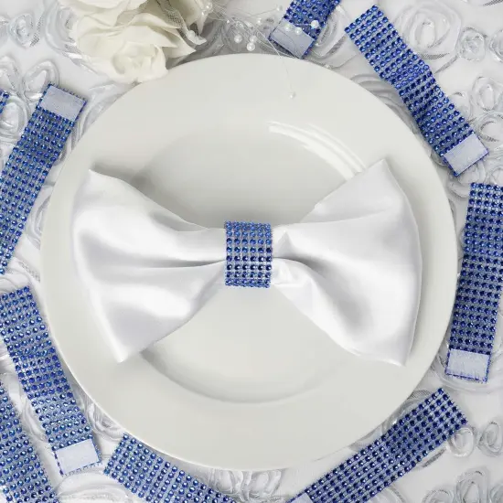 20-Pieces Diamond Rhinestone Mesh Napkin Rings Royal blue {4}
