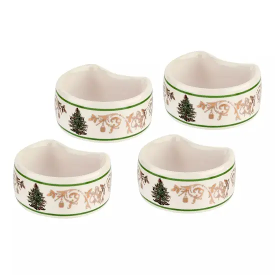 Spode Christmas Tree Napkin Ring, Gold, Set of 4 {1}
