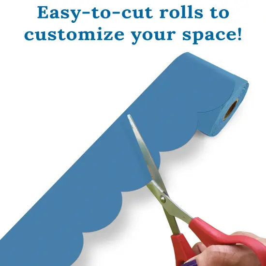 Carson Dellosa 65Ft of Ocean Blue Bulletin Board Borders, 1 Roll of Scalloped Trim for Rolling Whiteboard, Cork and Posterboard, Party, Office Decorations, and Classroom Decor {4}