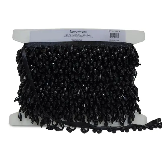 10 yards of Joanne Beaded Teardrop Fringe Trim | 10 yard cut Navy Blue {3}