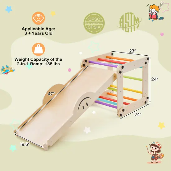Climbing Triangle Ladder Toy Indoor Jungle Gym With Reversible Ramp-multicolor {4}