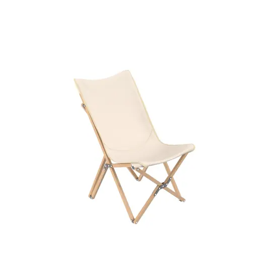 Set of 2 Wicker Dorm Chair with Storage Pocket for Camping and Fishing-Beige {4}