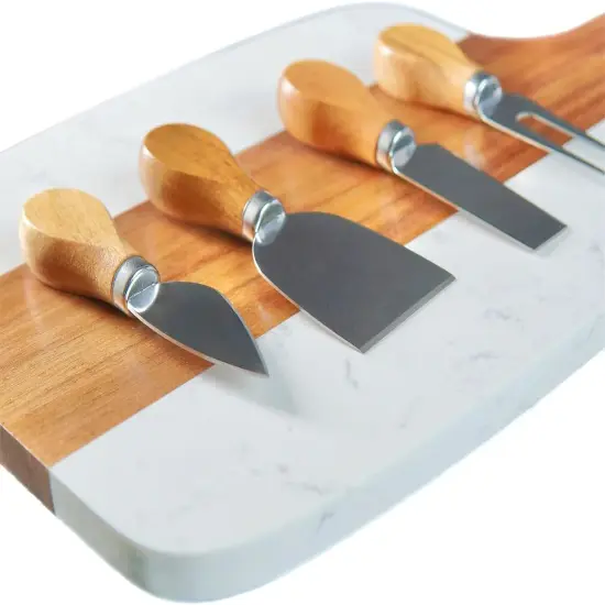 Makerflo Wood Marble Serving Board for Kitchen | Cutting Board Ideal for Personalization (Laser Engraving, Epoxy, UV DTF, Vinyl) | Individually Wrapped {5}