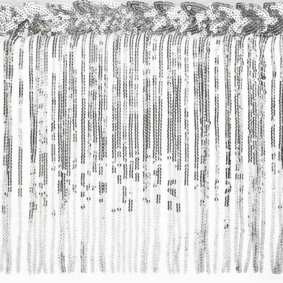 5 Yards of Blame Sequined Leaf Vine Fringe | 5 yard cut Silver {1}