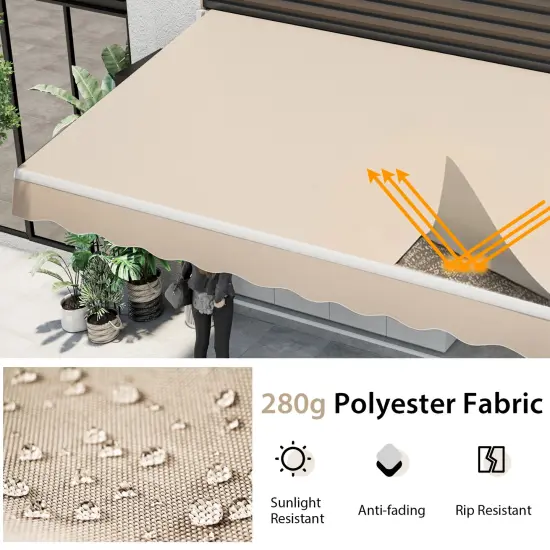 Retractable Patio Awning Aluminum Sunshade Shelter-Beige {6}