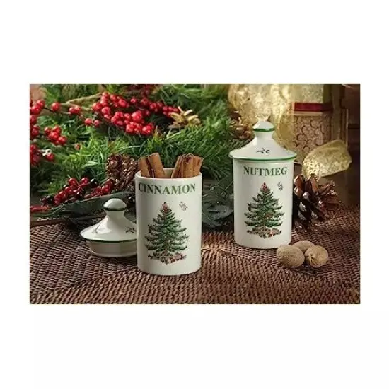 Spode Christmas Tree Spice Jars | Set of 2 | Made of Fine Porcelain | 4.5 Inch {3}