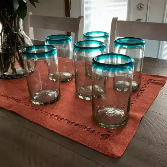 Amici Home Aqua Rim Hiball Glass | Set of 6 | 16 Ounce {3}