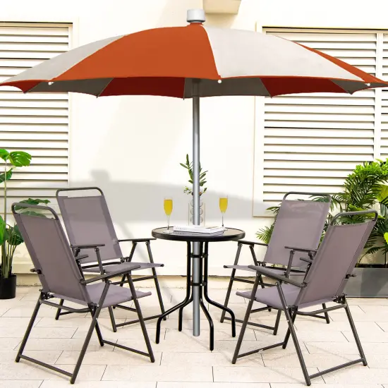 Outdoor Folding Sling Chairs Set Of 4 With Armrest And Backrest {1}