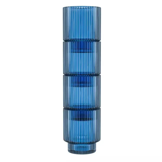 American Atelier Vintage Art Deco Fluted Drinking Glasses Set of 4, 9 oz - Blue {2}