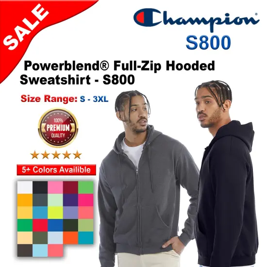 Champion&reg; Powerblend Full-Zip Hooded Sweatshirt Charcoal heather {2}