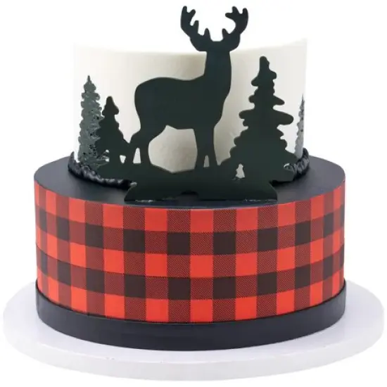 Deer and Pine Trees Gum Paste Layon Cake Topper Christmas Hunter Buck Trees {3}