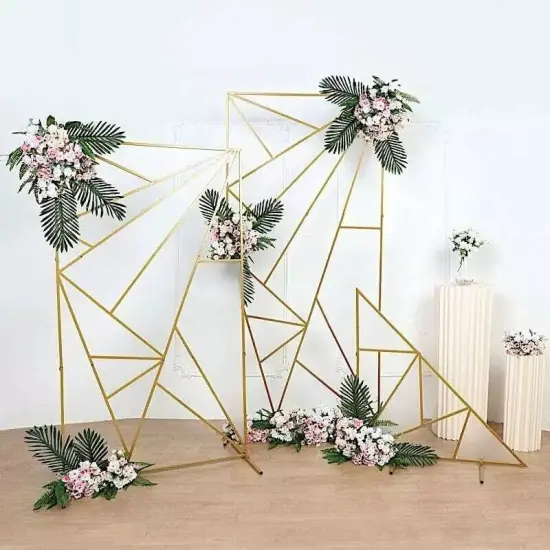 GOLD ft Rectangular Geometric Metal Arch Backdrop Stand {3}