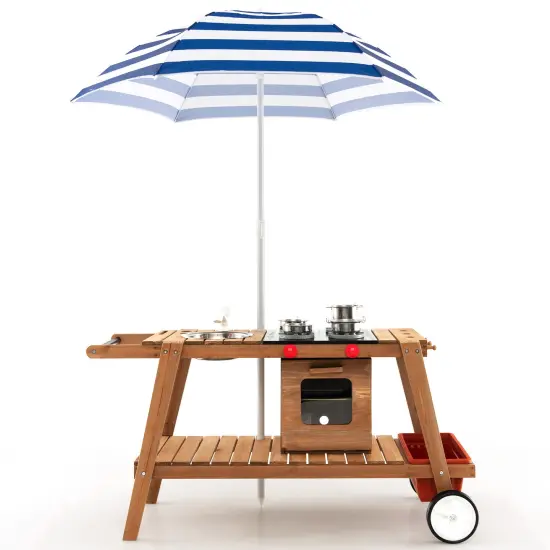 Wooden Play Cart With Sun Proof Umbrella For Toddlers Over 3 Years Old {4}