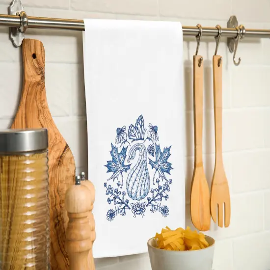 Blue Harvest Gourd Design Dishtowel {5}